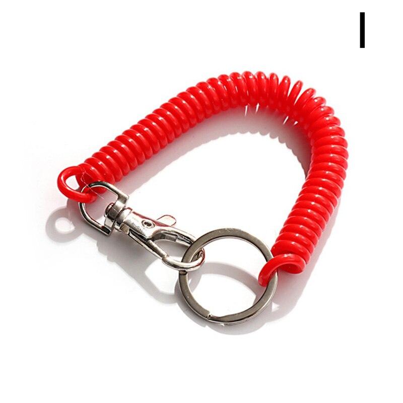 Elastic Spring Rope Key Chains Key Rings Silver Color Metal Carabiner