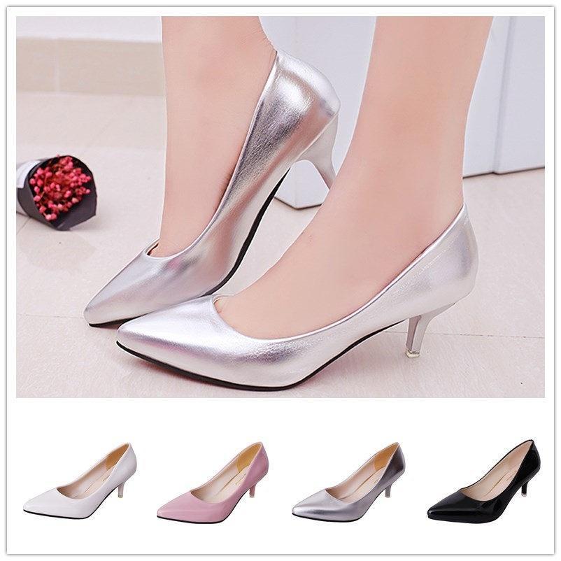 Buy Women Low Heels Pointed Toe Stiletto Fashion Sexy Shoes Pumps Office Wedding Shoes at