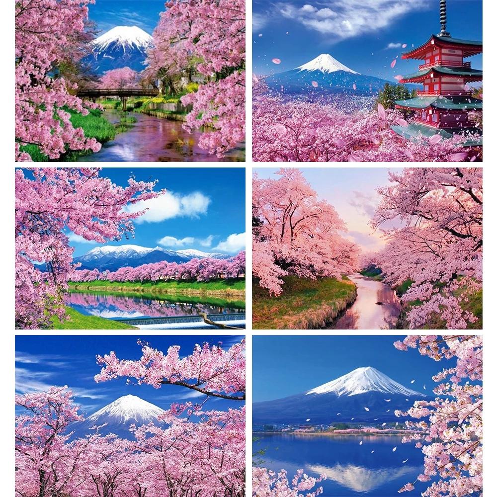 Cheap 5D Diamond Painting Japan Fuji Mountain Home Decoration Sakura