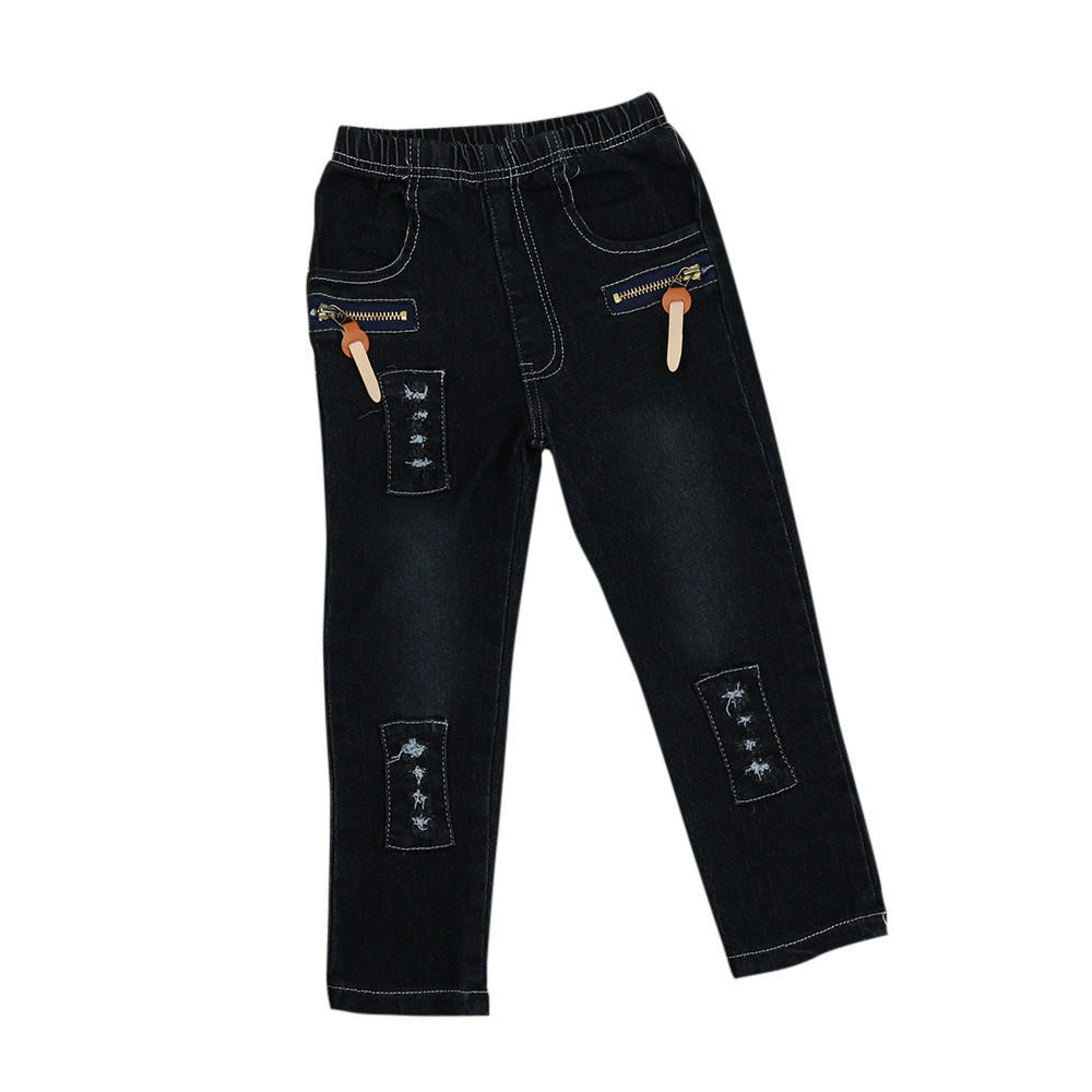 Kids Boy Reißverschluss Slim StretchDenim Hose kaputt Loch Jeans Hose günstig im