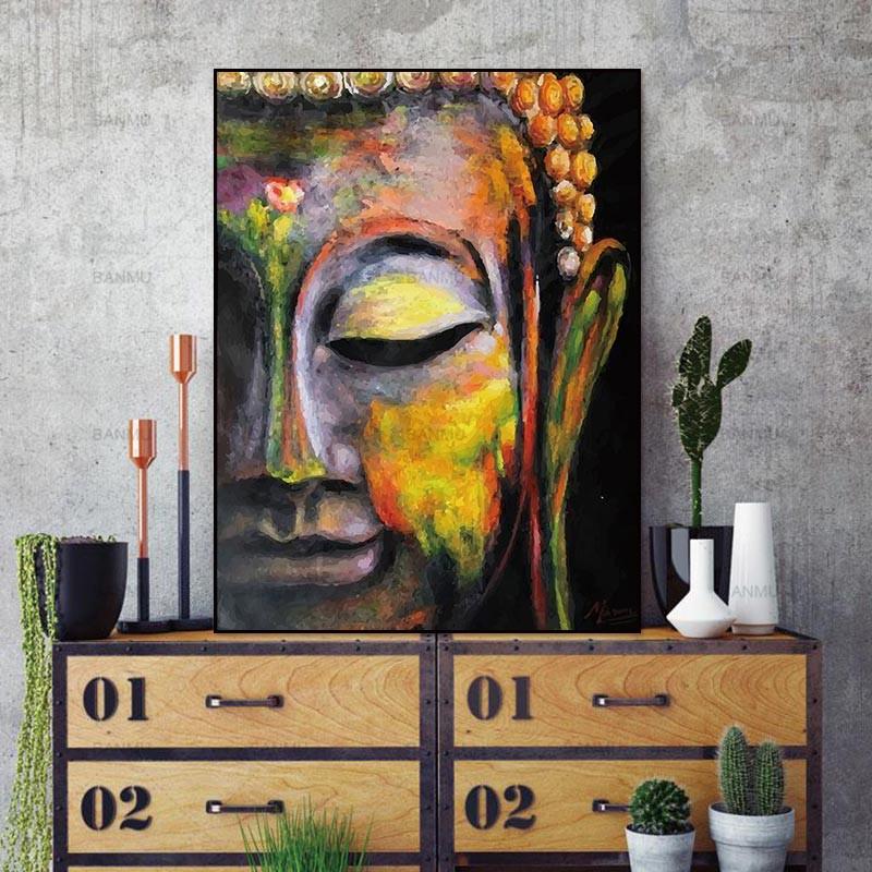 Buy Wall Art Pictures Canvas Painting Vivid Buddha Face On Canvas Home