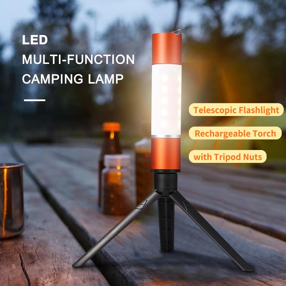 Usb Rechargeable Led Telescopic Flashlight With Tripod Zoomable Led