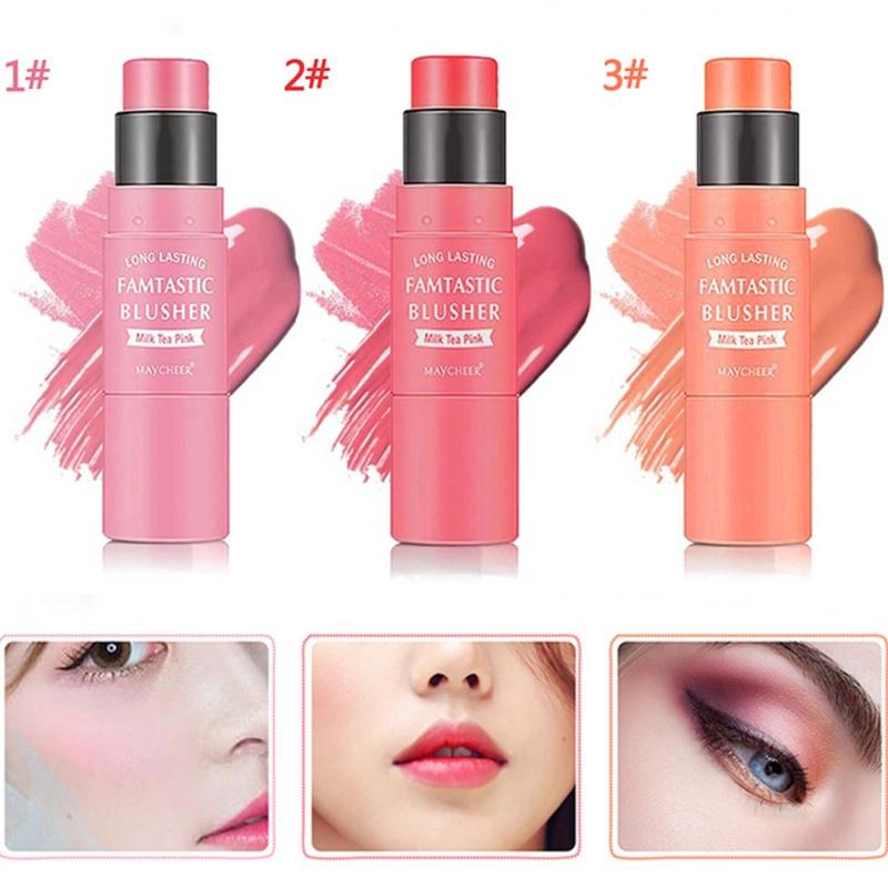 💰Koop 1 PC Long Lasting Blush Double Cream Blush Stick Waterproof Blush