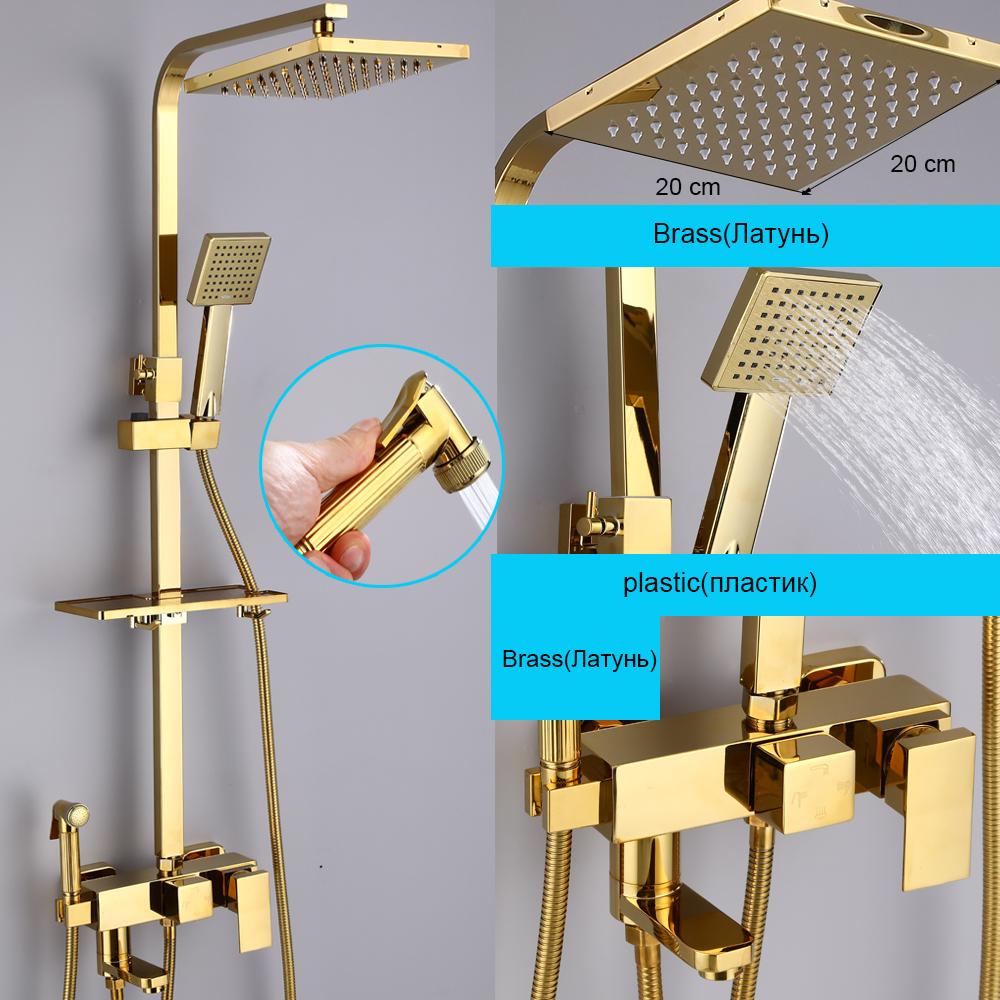 Cheap Tianview Home Space Aluminum Black Gold Shower Set Square Top