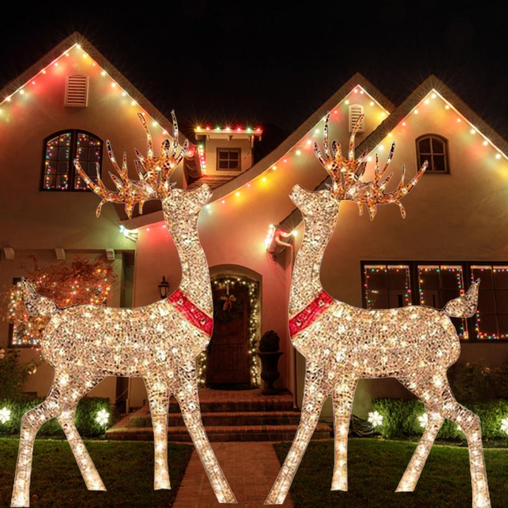 Buy Lighted Christmas Deer Sleigh Outdoor Yard Decoration Winter