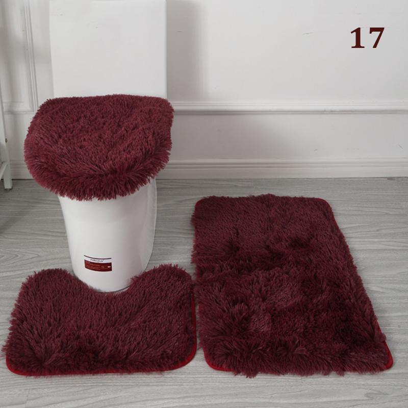 Cheap 3PC/Set Bathroom Shower Carpets Set Toilet Rugs Anti Slip Plush