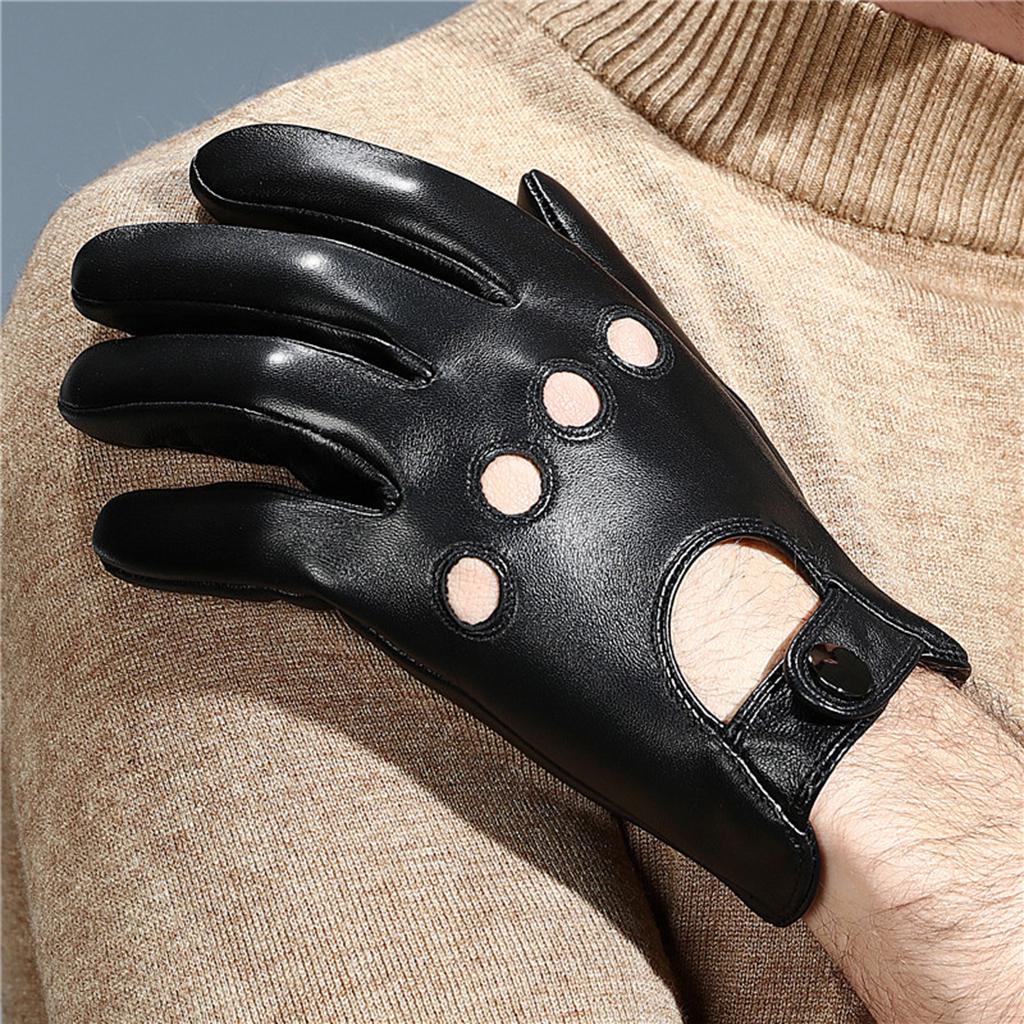 Fityle Men’s Vintage Leather Driving Gloves Lined Screen Touch Drive