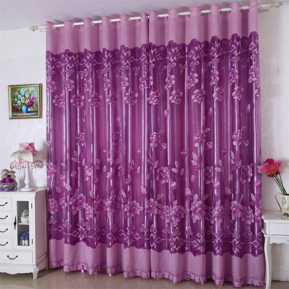 Buy Leaves Sheer Curtain Tulle Window Treatment Voile Drape Valance 1