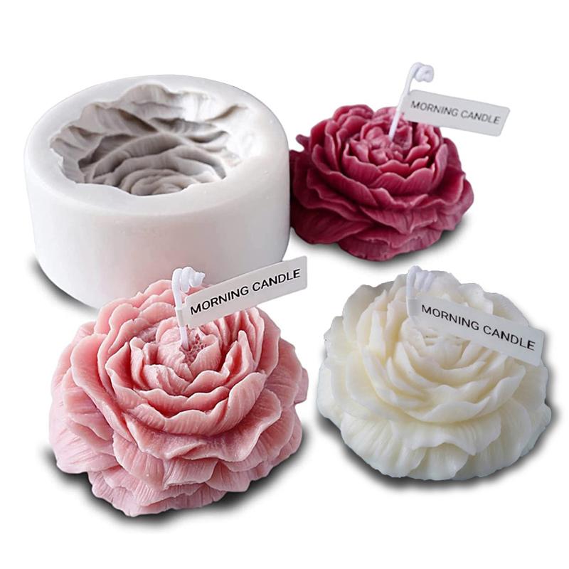 Buy Silicone Candle Mould Diy Peony Flower Soap Mold Handmade Gift For