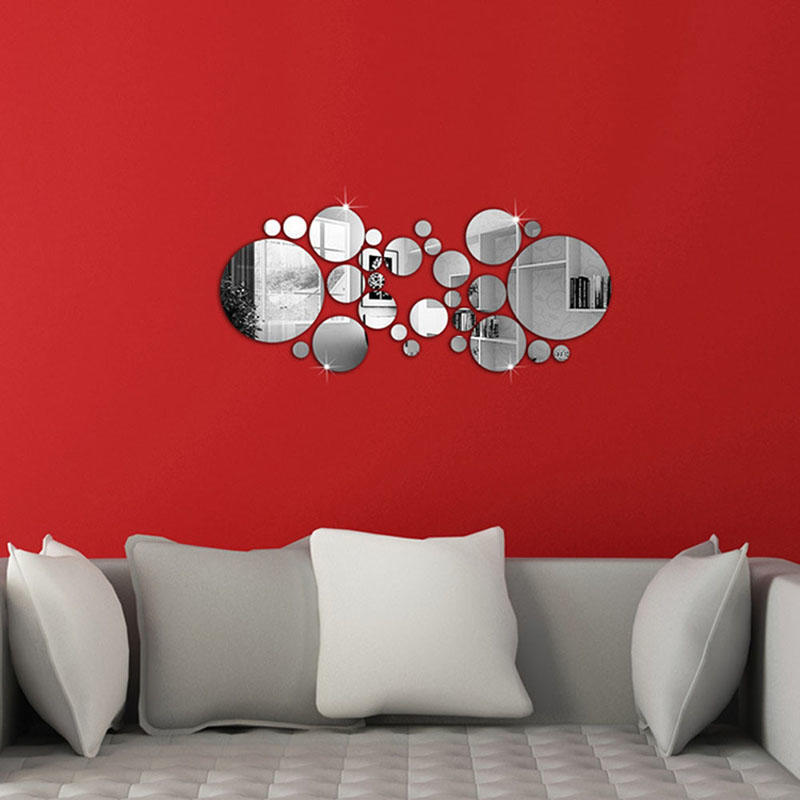 Buy Home Decor Silver Circles Mirror Acrylic Wall Stickers Office Art