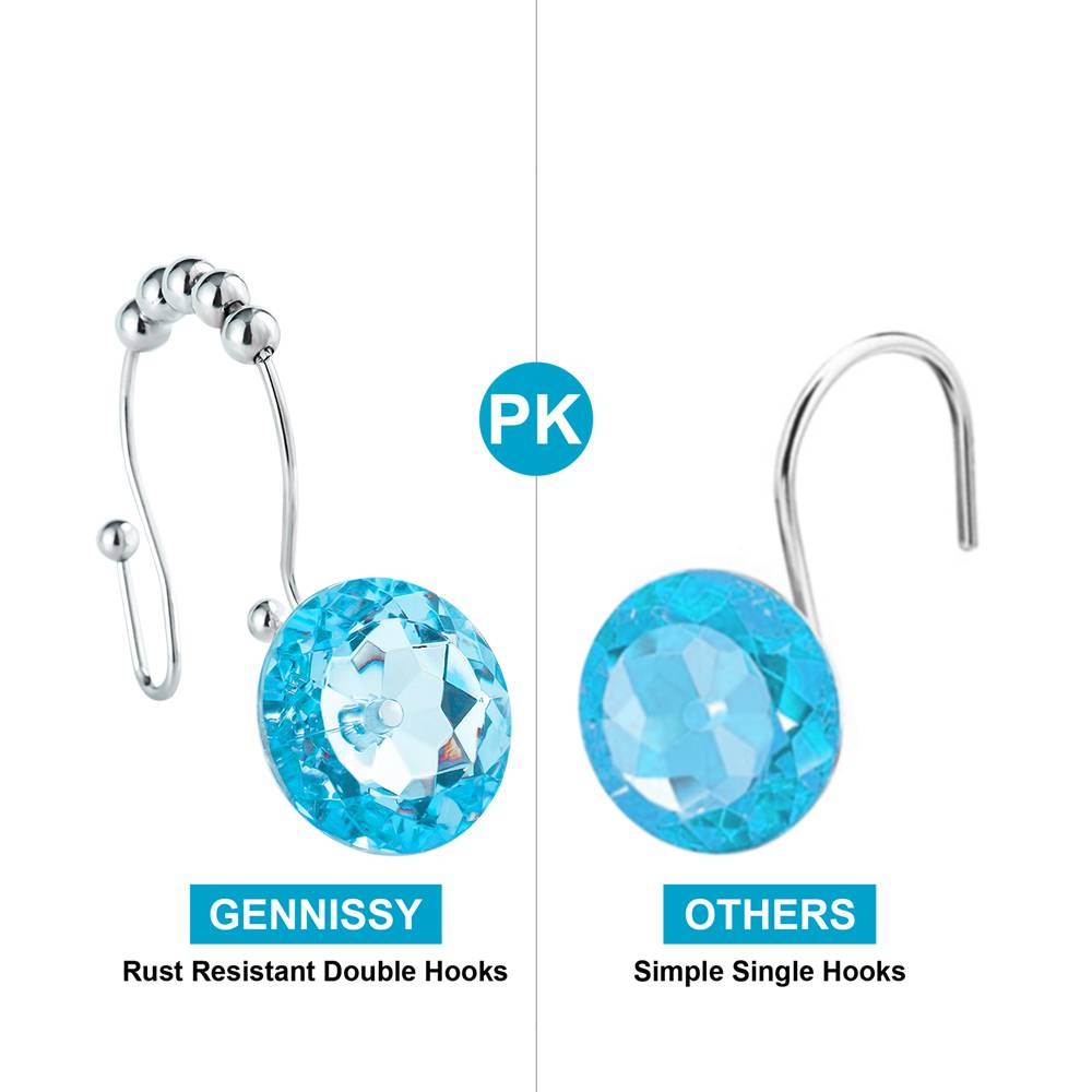 Cheap 12pcs Shower Curtain Hooks Crystal Rings Acrylic Bathroom