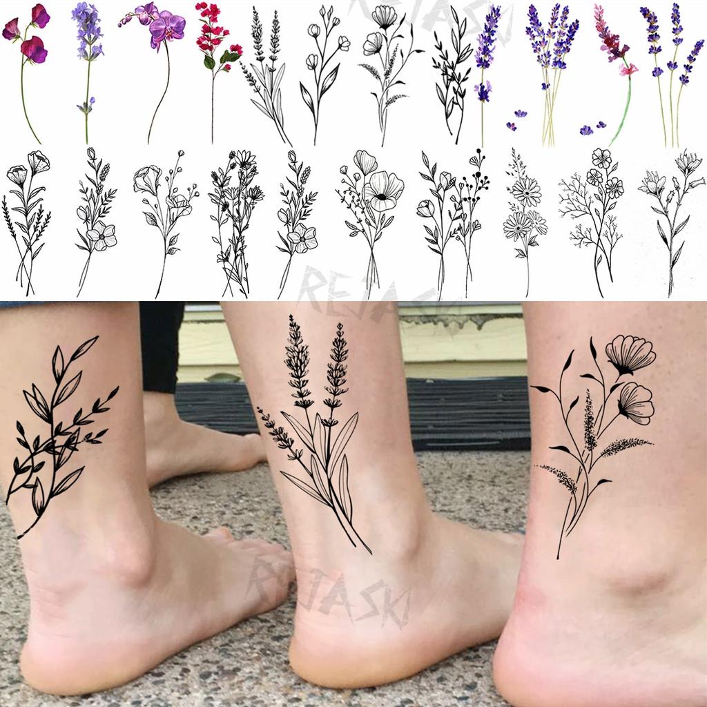 Buy Black Lavender Flower Leaves Temporary Tattoos For Women Adult Lily Tulip Realistic Fake Tattoo Waterproof Body Art Tatoos Decal At Affordable Prices — Free Shipping, Real Reviews With Photos — Joom 1024_x_1024_jpg