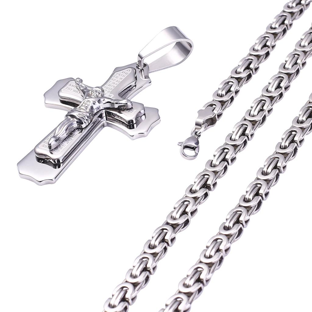 Buy 1 PCS Classic Fashion Cross Jesus Pendant Men's Necklace Faith