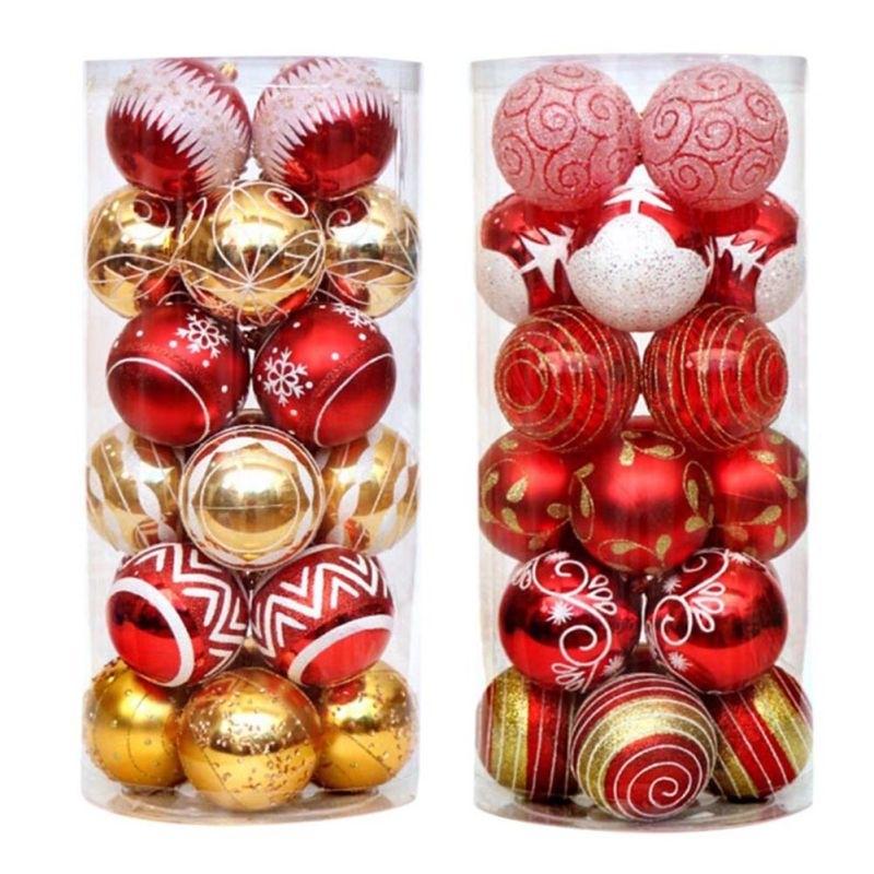 Buy 24 Pcs Christmas Shine Ball Painted Ball Package Christmas Ornament Christmas Tree
