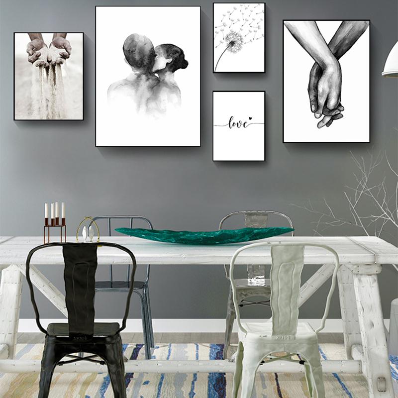 Buy Black White Romantic Hand In Hand Canvas Painting Love Quotes Wall Art Poster Print Fashion