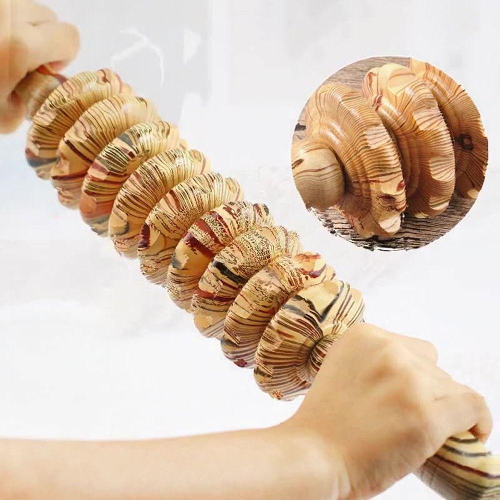 9Wheel Massager Roller Wooden Abdominal Massager Smooth Massager Stick