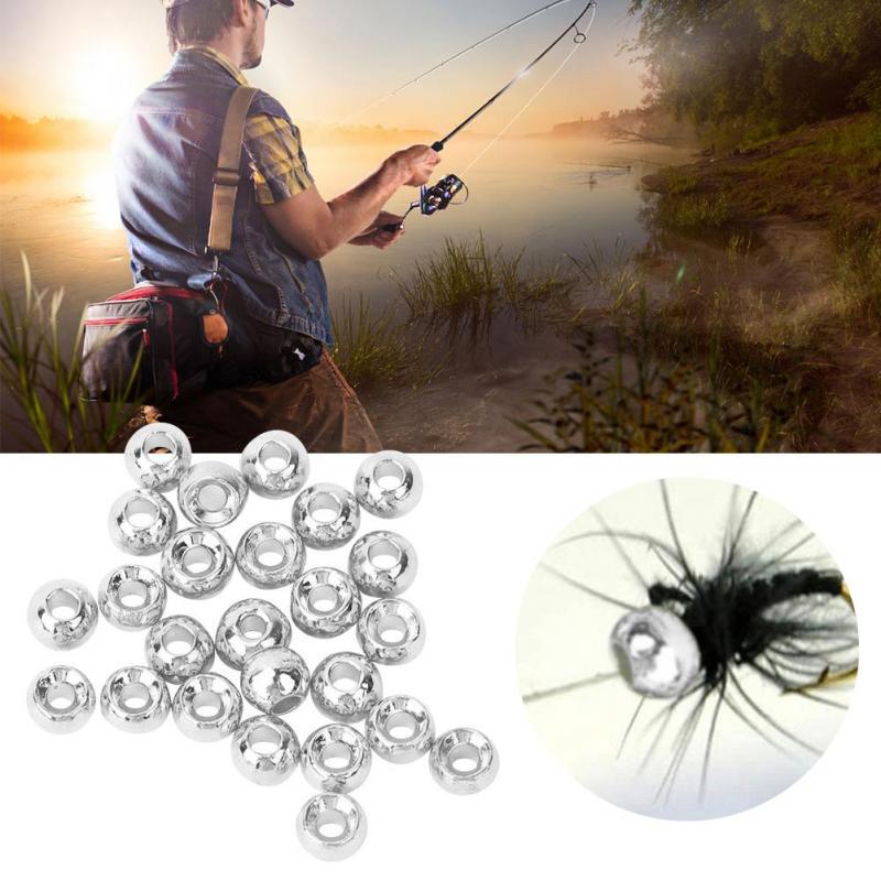 Buy 25 Pcs Slotted Tungsten Fly Tying Round Beads Jig Hooks Fishing