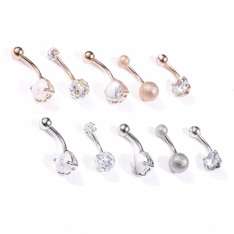 Buy 5/10Pcs Short Belly Button Rings Rose Gold Belly Piercing Sexy