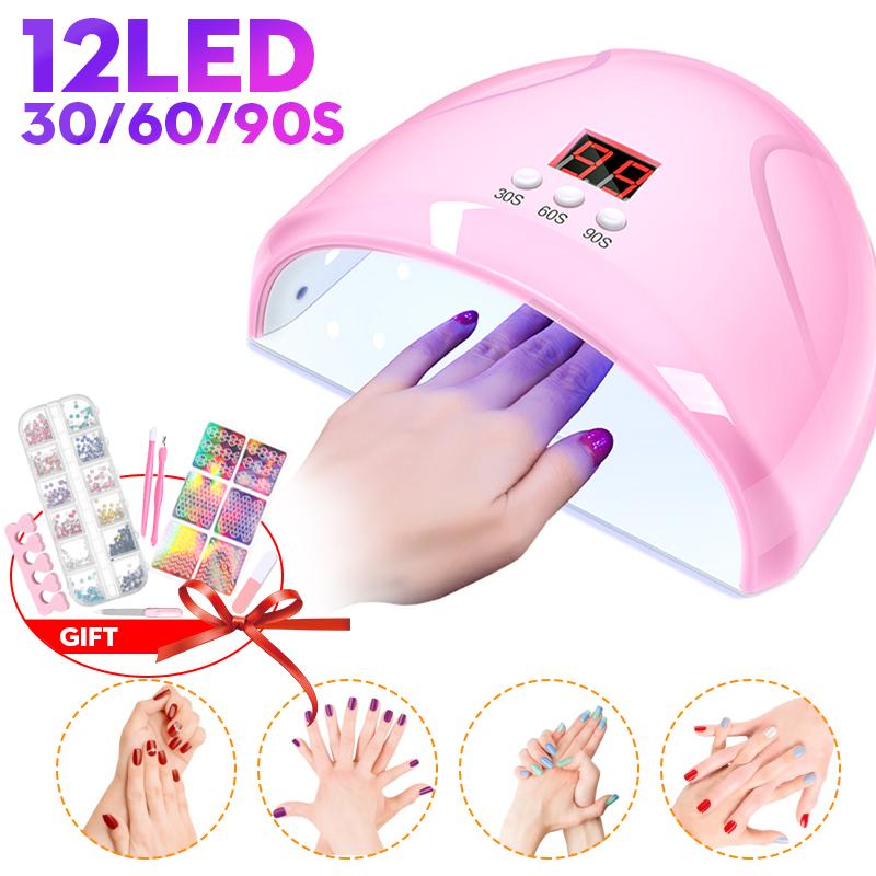 Lámpara Uv Led Para Secador De Uñas 12Pcs Leds Para Manicura Gel Secador De Uñas Sensor Infrarrojo Secado Esmalte De Uñas Lámpara De Manicura Herramientas De Manicura Comprar A Buen Precio —