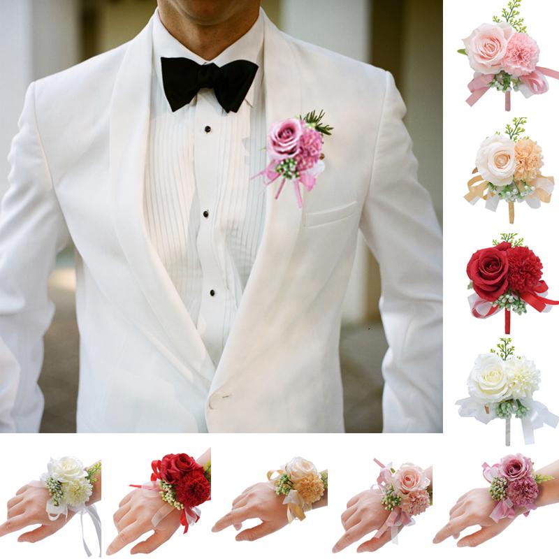Buy 1Pcs Beautiful Gifts Groom Wrist Flower Corsage Silk Flower Bridesmaid Rose Boutonniere