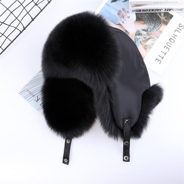 Buy Real Fur Hat for Women Natural Silver Fox Fur Russian Ushanka Hats