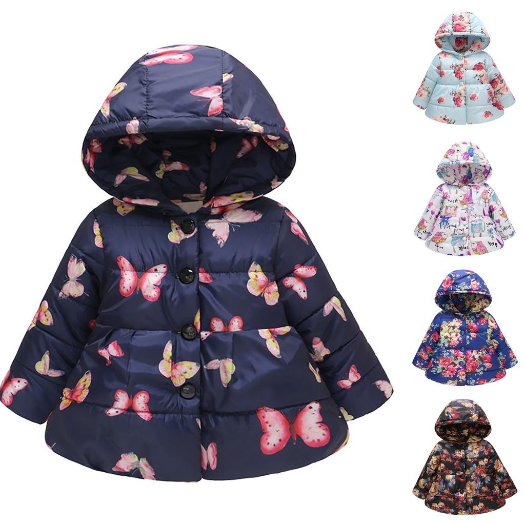Buy Children's Padded Jacket Winter Baby Girls Hooded Fashion Printed
