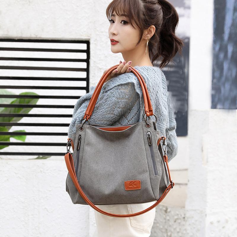 Cheap Ladies Canvas Shoulder Bag Fashion Women Bags Solid Crossbody Bag