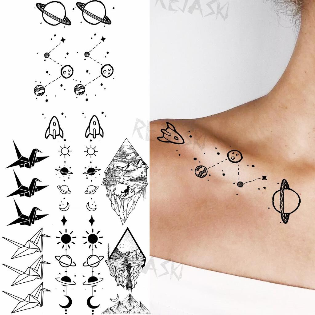 Compre Planet Rocket Stars Temporary Tattoos For Women Adult Paper Crane Geometry Universe Sea Fake Tattoo Clavicle Sexy Washable Tatoo Barato — Frete Grátis, Avaliações Reais Com Fotos — Joom 1024_x_1024_jpg