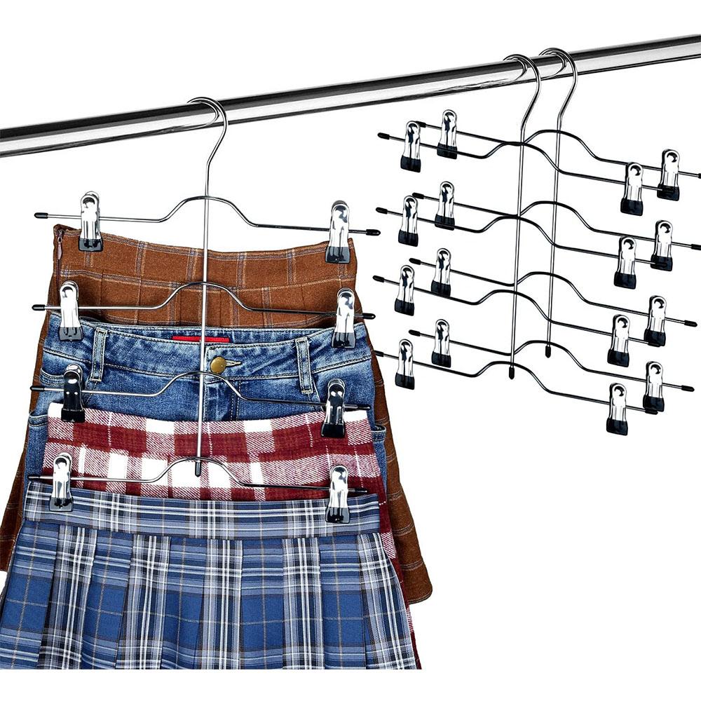 Cheap 4 Tier Skirt Hangers for Women Pants Hangers with Adjustable Non