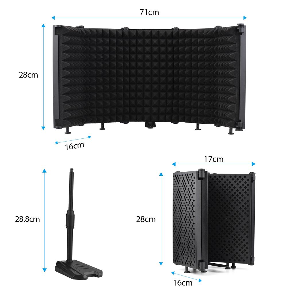 Cheap Foldable Microphone Isolation Shield 5Panel Mic Sound Absorbing