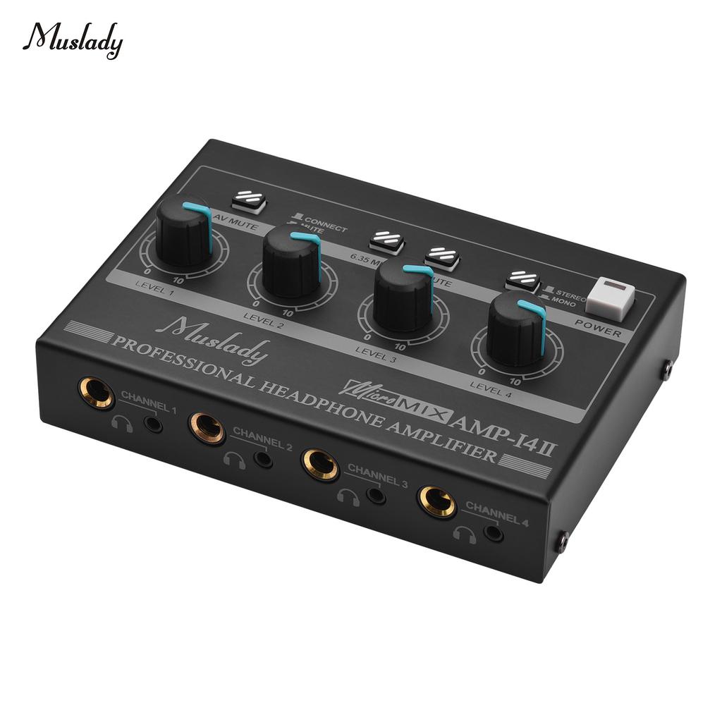 Cheap Muslady AMP14 4Channel Headphone Amplifier Compact Stereo