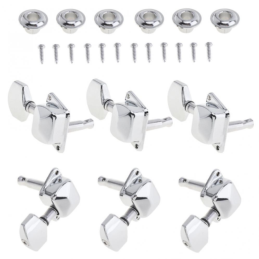 Cheap 6pcs Chrome Guitar Tuning Pegs 3R+3L Semiclosed Machine Heads