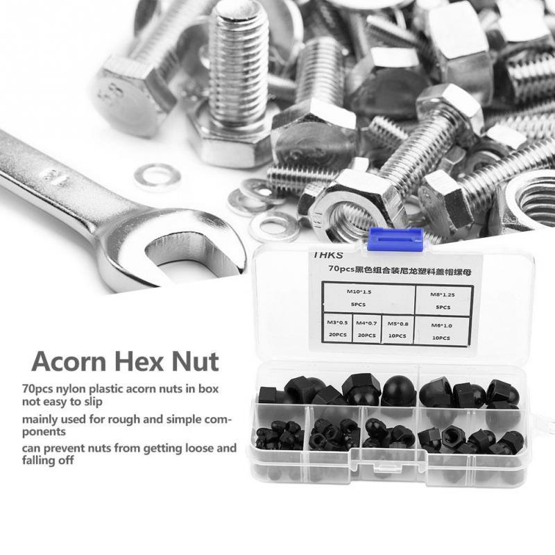 Buy 70pcs M3/M4/M5/M6/M8/M10 Nylon Acorn Nut Kit Dome Head Cap Hex Nuts