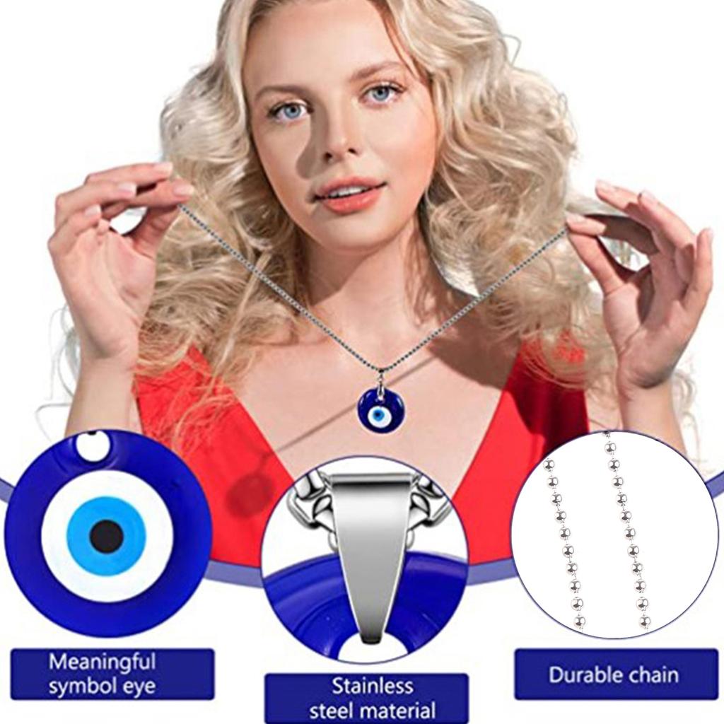 Buy Round Drop Shape Evil Eye Pendant Necklace Alloy Silver Chain Turkish Protect Lucky Necklace