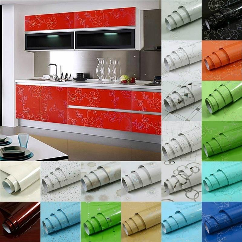 Fashion 1m*0.60m Self Adhesive PVC WallPaper Stickers For Kitchen Furniture Renovation