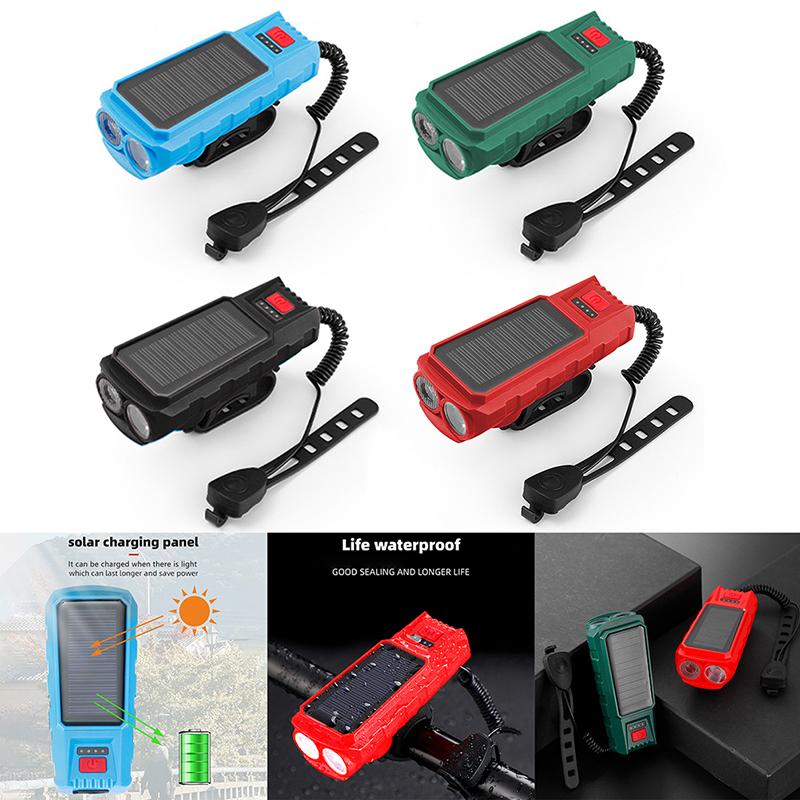 Satın alın Solar Powered Light USB Rechargeable LED Bicycle Headlight