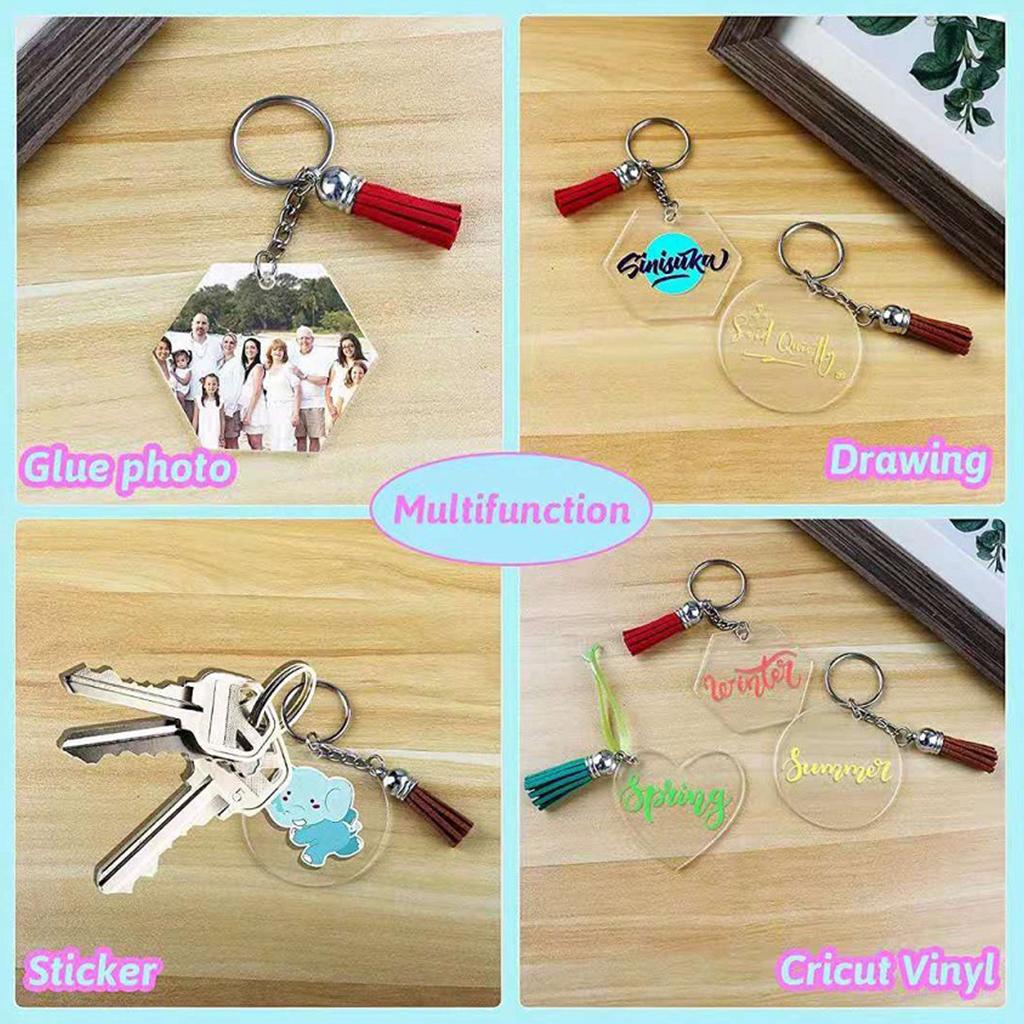 Cheap Acrylic Keychain Blanks 148 pcs Bulk Clear Circle Round Heart Shape Acrylic Disc Joom