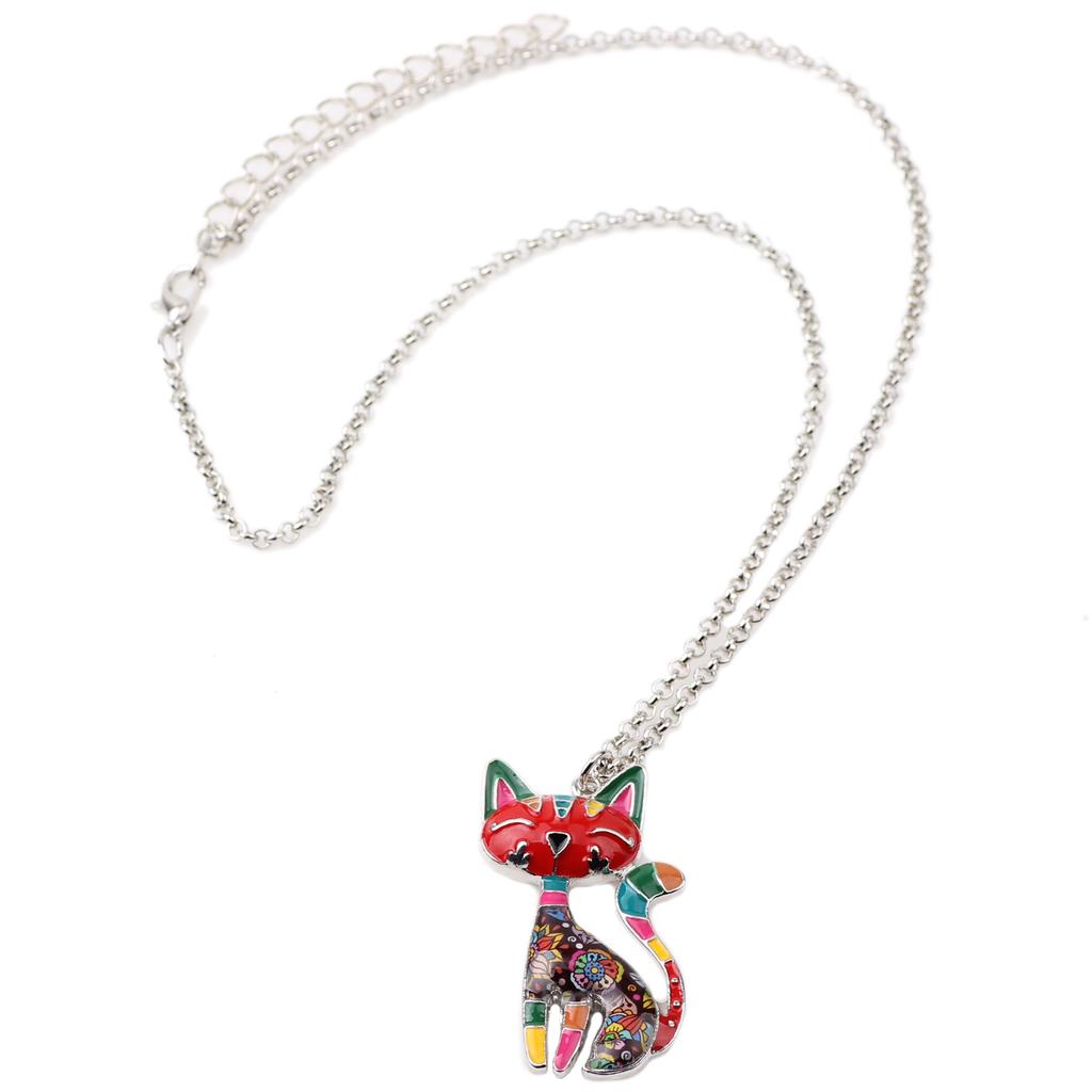 Buy Enamel Cat Necklace Pendant With Specular Effect Chain Collar
