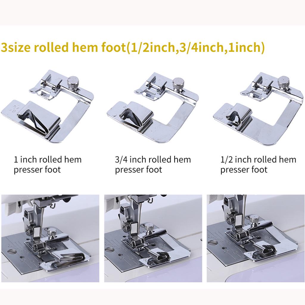 Buy 9PC Rolled Hem Pressure Foot Sewing Machine For Singer Brother Low Shank Adapter at