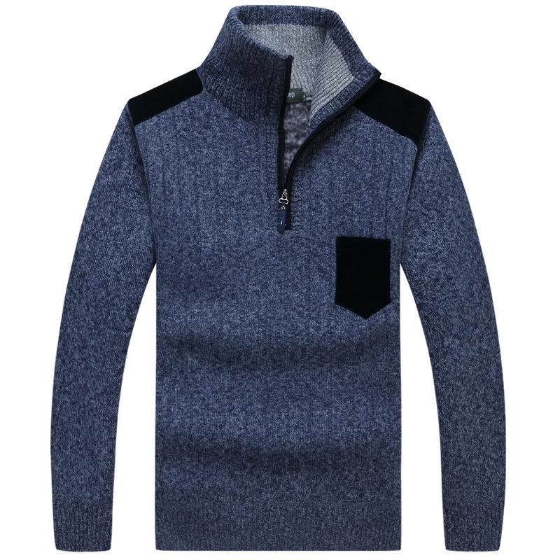Winter Men Stand Collar Wool Sweater Jumpers Pullover Mens Warm Sweater