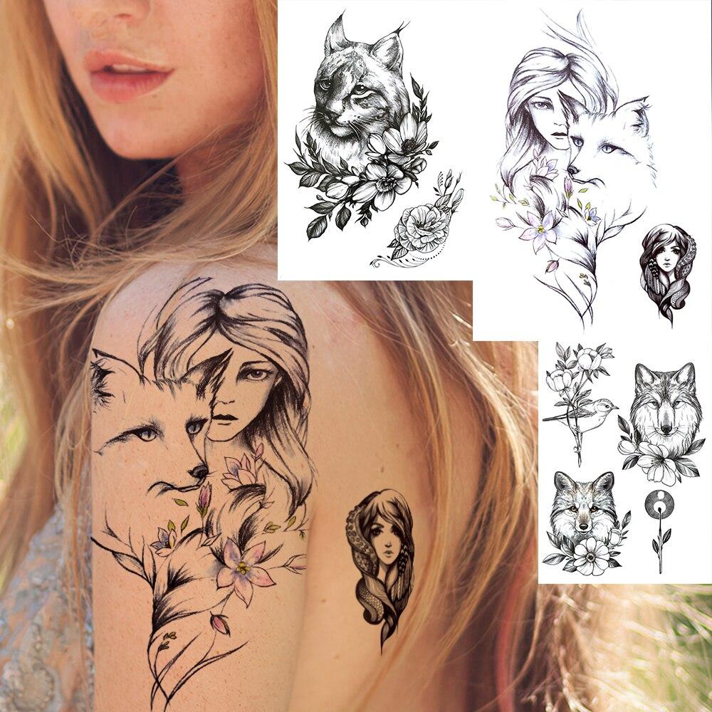 Buy Realistic Fake Wolf Sexy Girl Temporary Tattoos For Women Black Cat Dog Peony Tattoo Sticker Flower Makeup Tools Washable Tatoos At Affordable Prices — Free Shipping, Real Reviews With Photos — Joom 1000_x_1000_jpg