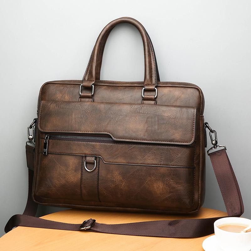 Buy Men Briefcase Bag High Quality Business Fashion PU Leather Shoulder