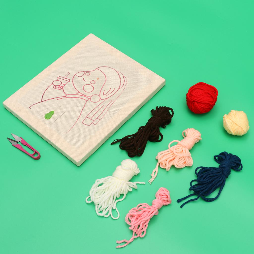 Buy 1 Set DIY Punch Embroidery Set DIY Embroidery Material Kit Woolen