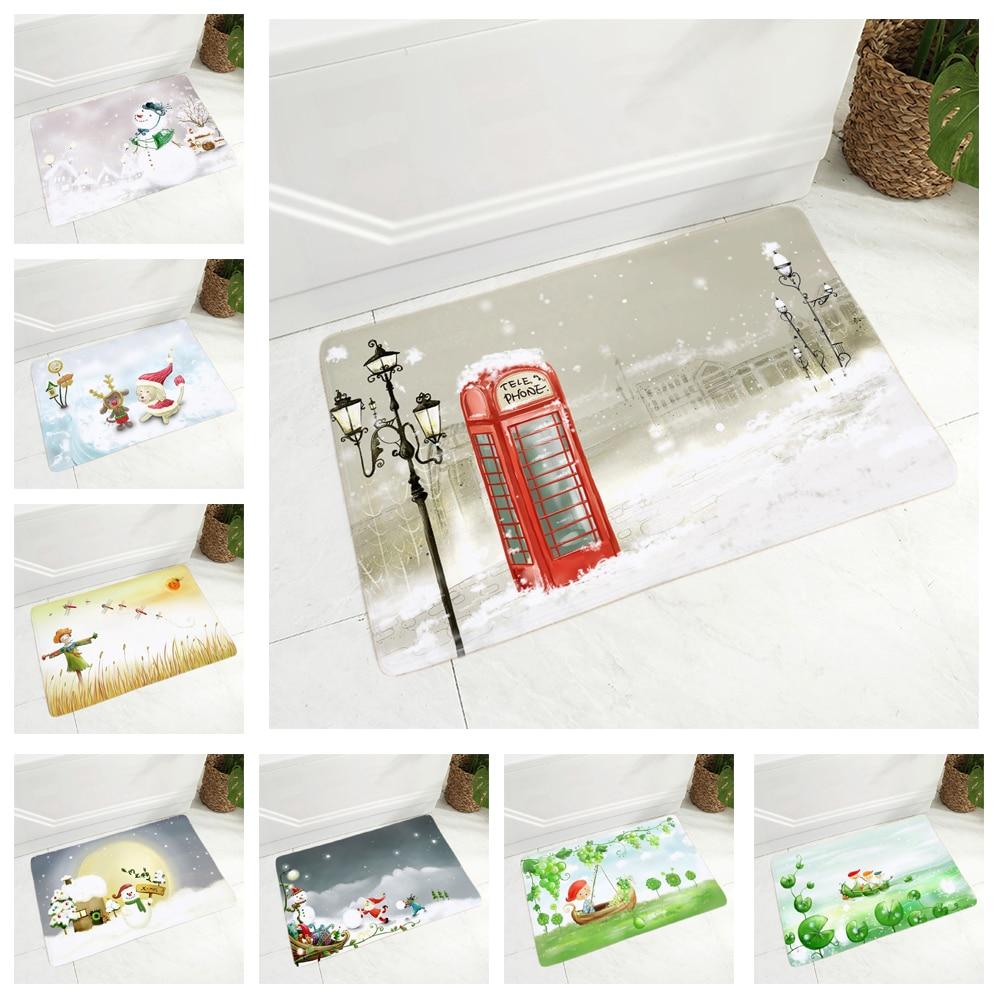 Buy Merry Christmas Doormat for Hallway Decor Cartoon Snow Man Floor