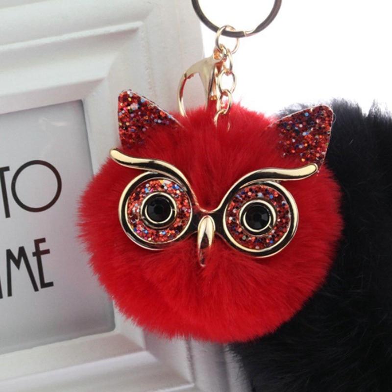 Buy Cute Owl Keychain Fashion Handicraft Gold Dust Owl Fur Cony Hair