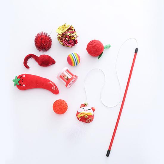 Buy 9Pcs New Year Pet Toy Combination Set Safe Scratch Resistant Cat