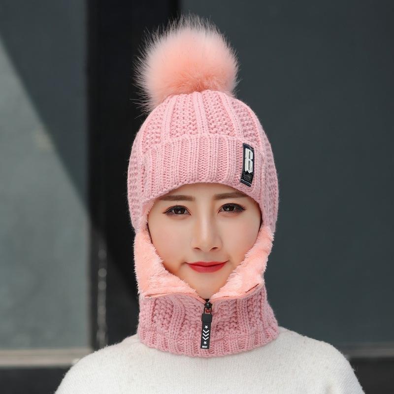 Buy Fashion Women Wool Knitted Hat Ski Hat Sets for Female Windproof