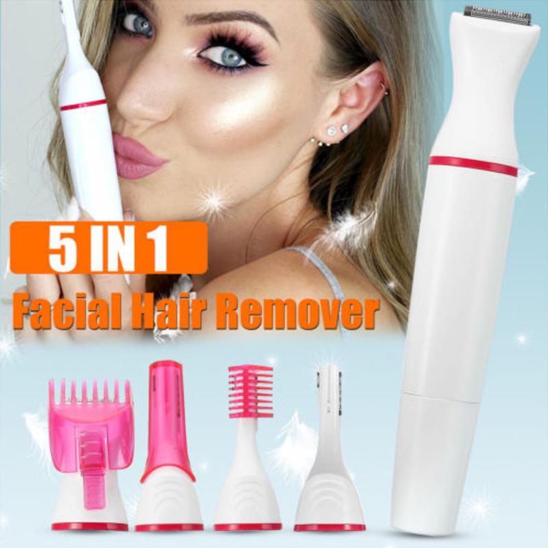 Cheap 5 in 1 Women Epilator Eyebrow Nose Trimmer Facial Hair Removal
