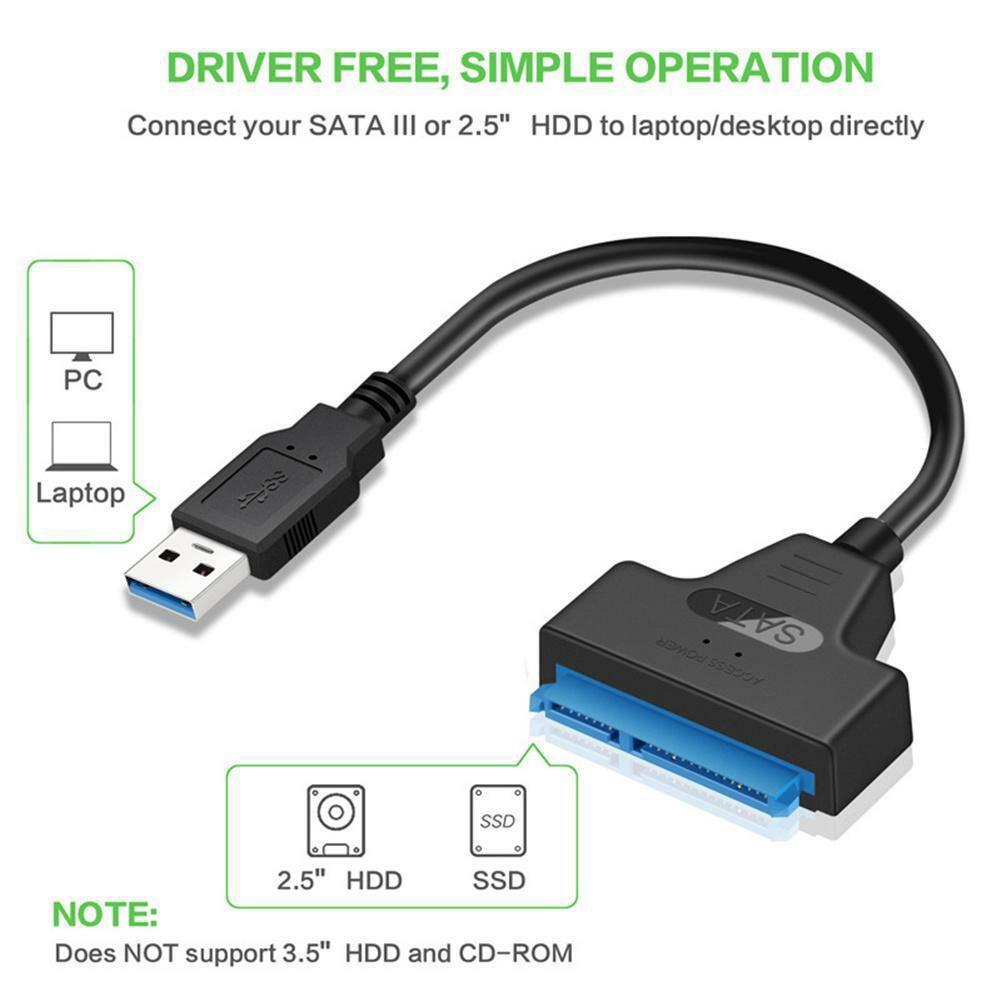 USB3.0 To SATA Adapter Konverter Cable für 2,5 Zoll SSD Festplatte Hard