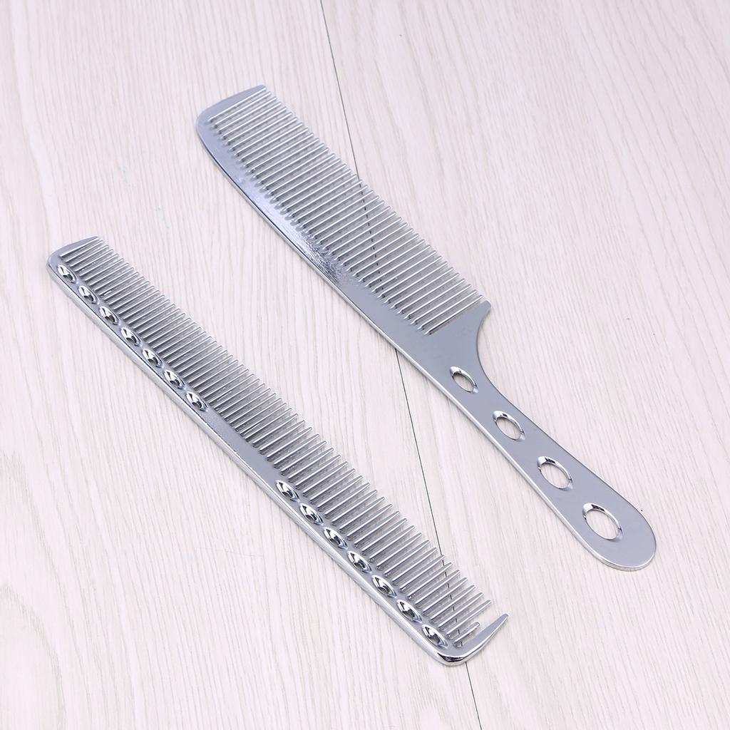 Buy 2 Pcs Combs Detangler Salon Professional Hairdressing Aluminum Hair Cutting Tool Comb Set